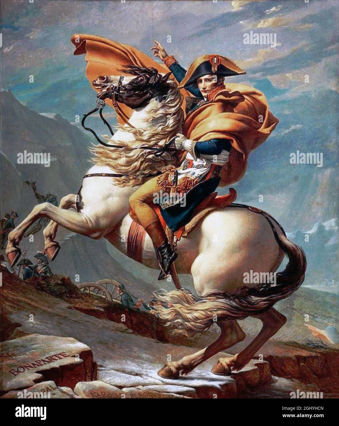 Napoleon überquert die Alpen von Jacques Louis David Stockfoto