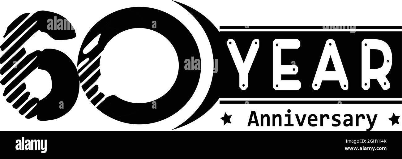60 Jahre Firmenjubiläum Logo Vektor Template Design Illustration schwarz Stock Vektor