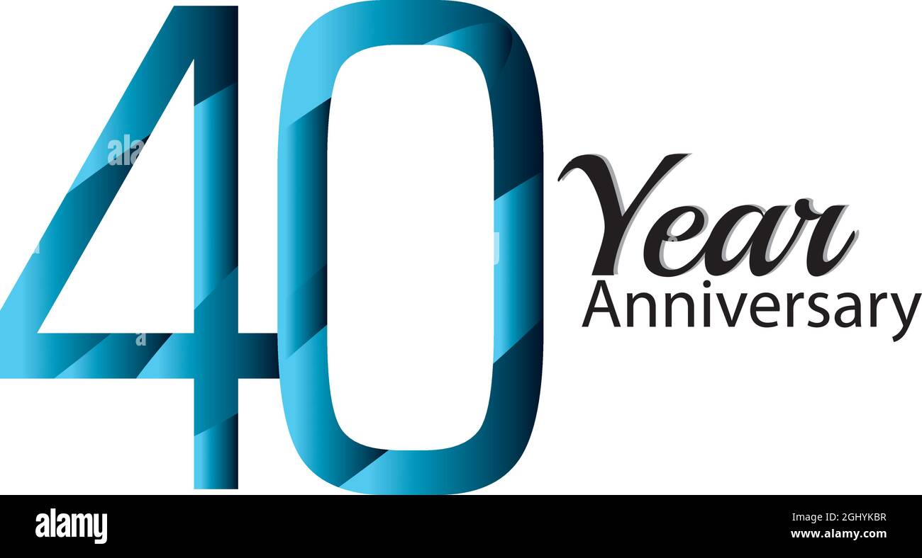 40 Jahre Firmenjubiläum Logo Vektor Template Design Illustration blau und weiß Stock Vektor