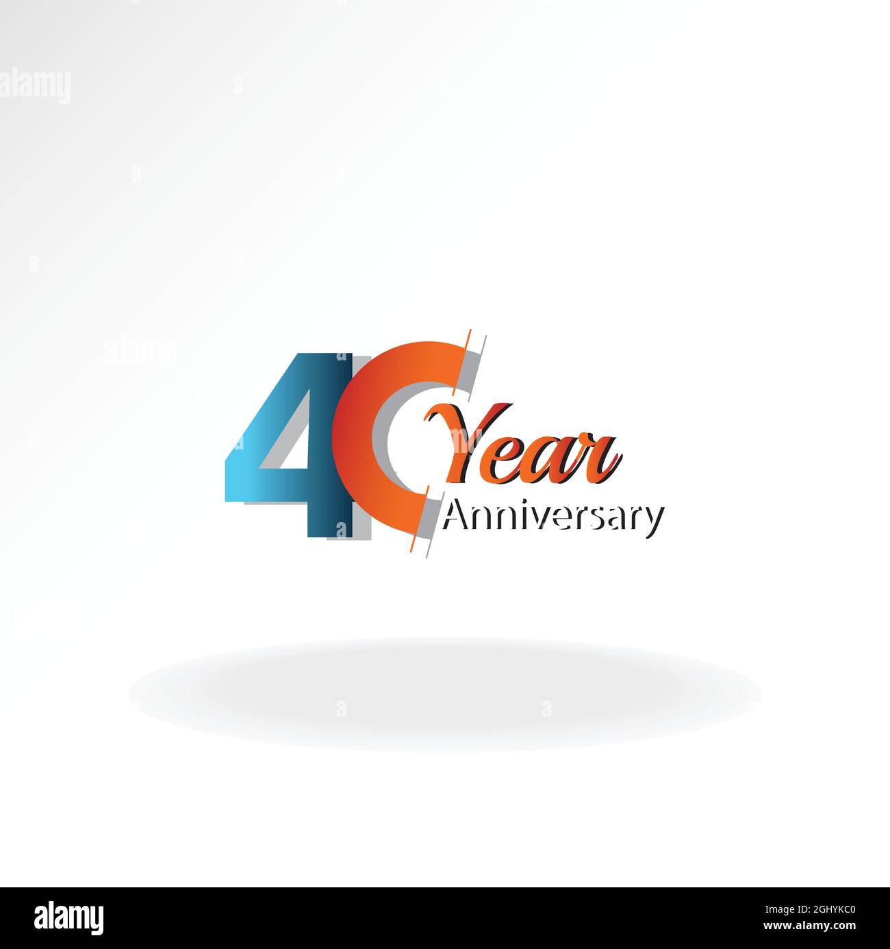 40 Jahre Firmenjubiläum Logo Vektor Template Design Illustration blau und weiß Stock Vektor