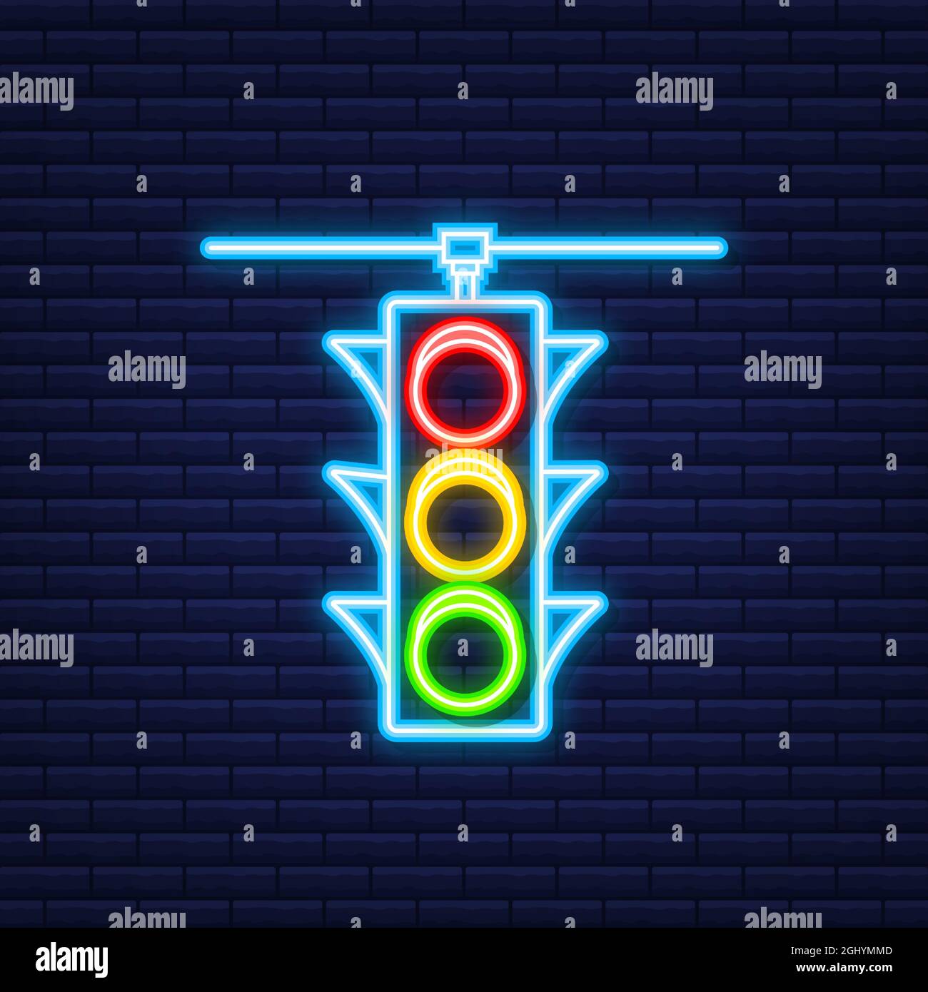 Ampelsymbol. Fußgängerschild. Neon-Style. Vektorgrafik. Stock Vektor