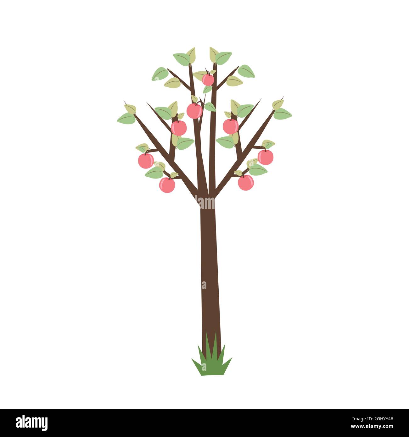 Apfelbaum mit Äpfeln, Vektorobjekt in flachem Stil Stock Vektor