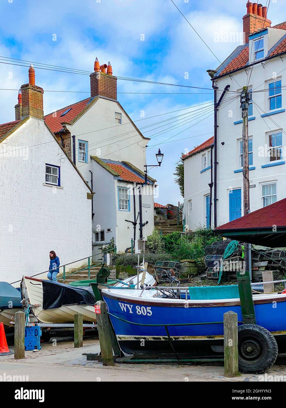 Robin Hood's Bay - ein kleines Fischerdorf im North York Moors National Park in der Nähe von Whitby an der Küste von North Yorkshire, England. Stockfoto