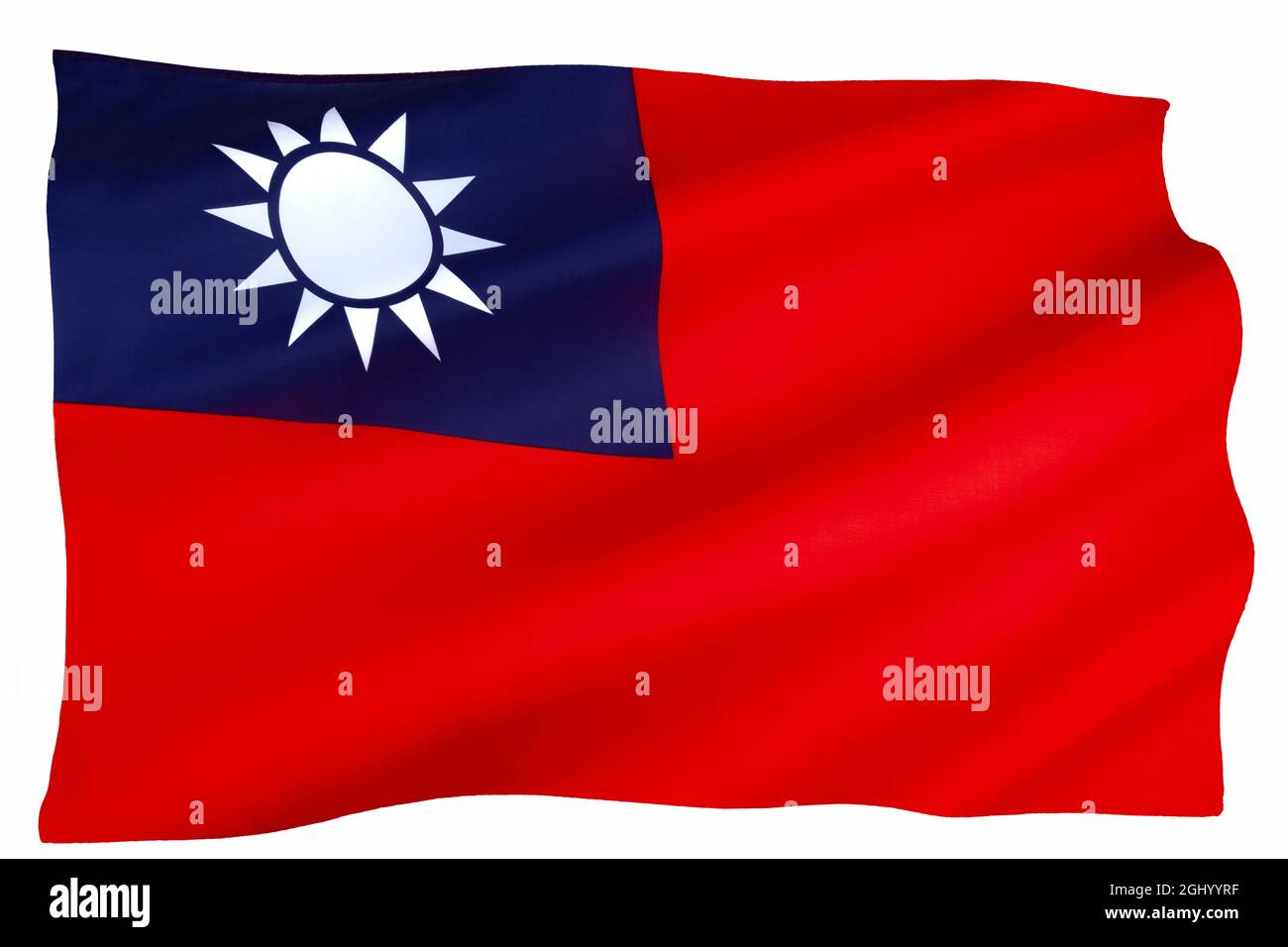 Flagge der Republik China, gemeinhin auch als Flagge Taiwans bezeichnet. Stockfoto