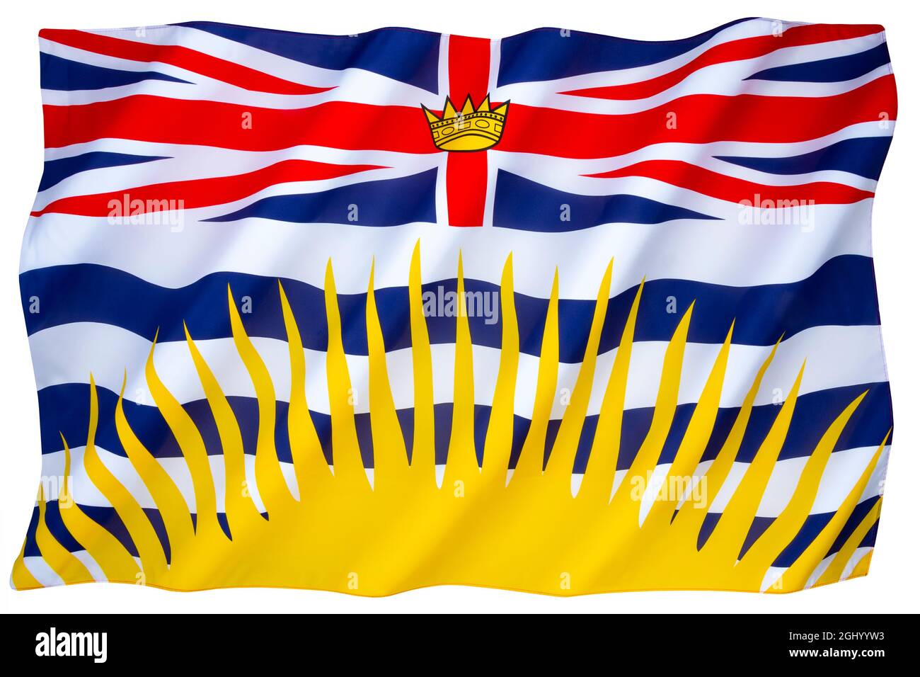 Die Zivil- und Staatsflagge von British Columbia, Kanada. Stockfoto