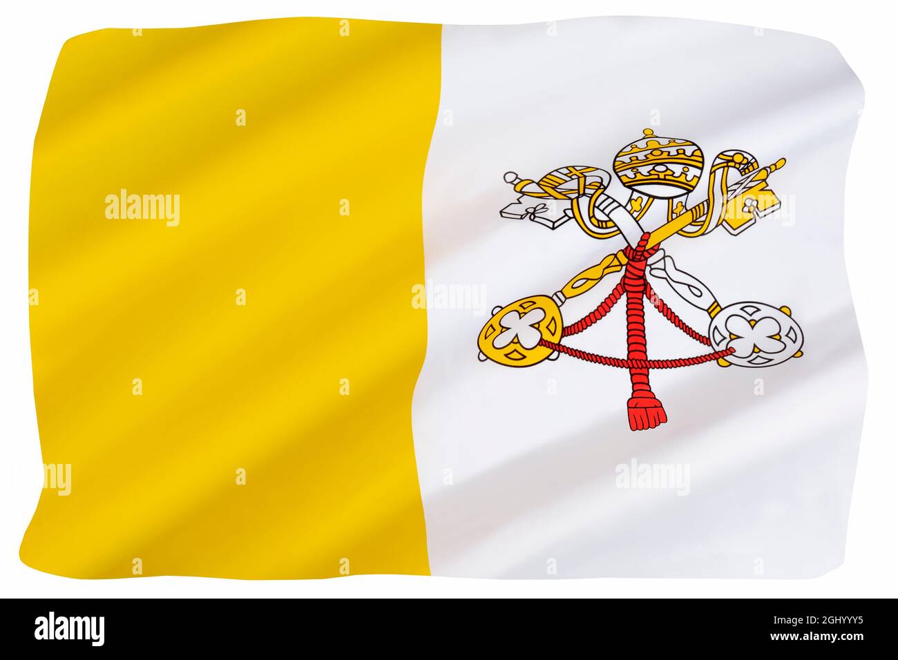 Die Flagge der Vatikanstadt wurde im Juni 1929, dem Jahr, in dem Papst Pius XI. Den Lateranvertrag mit Italien unterzeichnete, angenommen, um einen neuen unabhängigen Staat zu schaffen Stockfoto