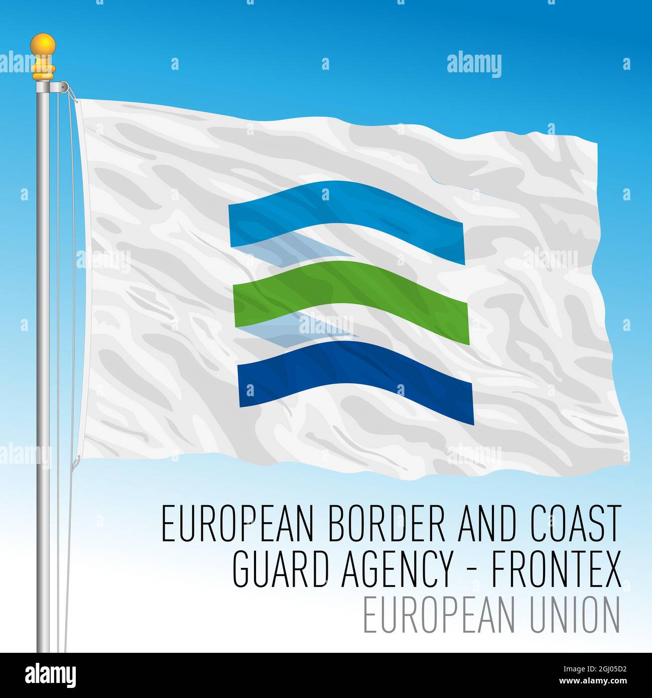 Frontex-Flagge, Europäische Grenz- und Küstenwache-Agentur, Europäische Union, Vektorgrafik Stock Vektor