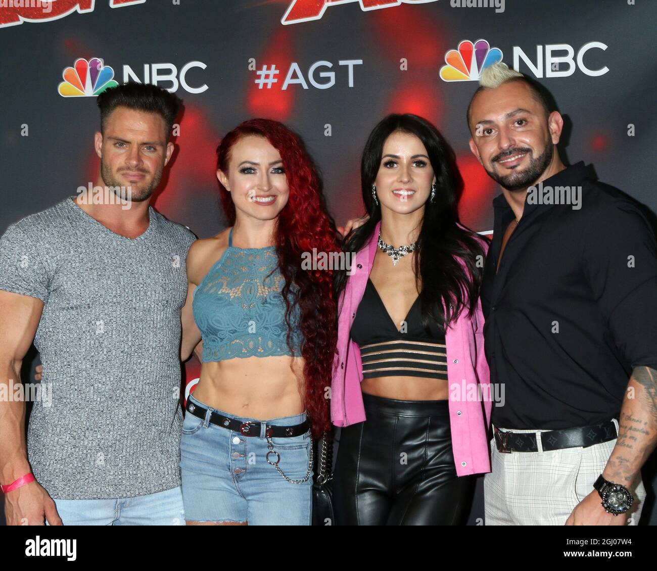 7. September 2021, Los Angeles, CA, USA: LOS ANGELES - SEP 7: Tyce Nielsen, Mary Wolfe-Nielsen, Anna Silva und Alfredo Silva bei der America's Got Talent Live Show Red Carpet im Dolby Theater am 7. September 2021 in Los Angeles, CA (Bildquelle: © Kay Blake/ZUMA Press Wire) Stockfoto