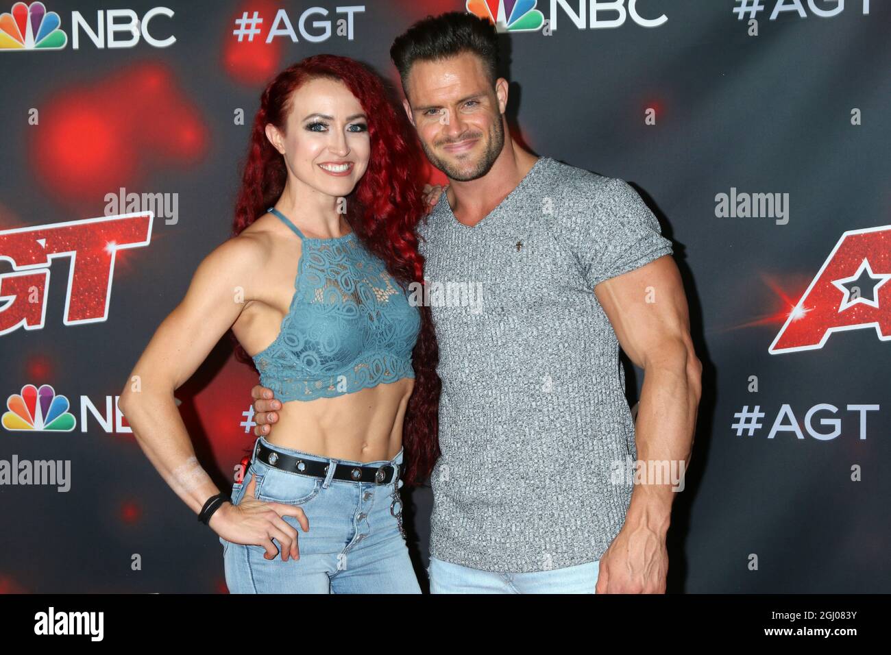 7. September 2021, Los Angeles, CA, USA: LOS ANGELES - SEP 7: Mary Wolfe-Nelse, Tyce Nielsen, Duo Transcend bei der America's Got Talent Live Show Red Carpet im Dolby Theater am 7. September 2021 in Los Angeles, CA (Bildquelle: © Kay Blake/ZUMA Press Wire) Stockfoto
