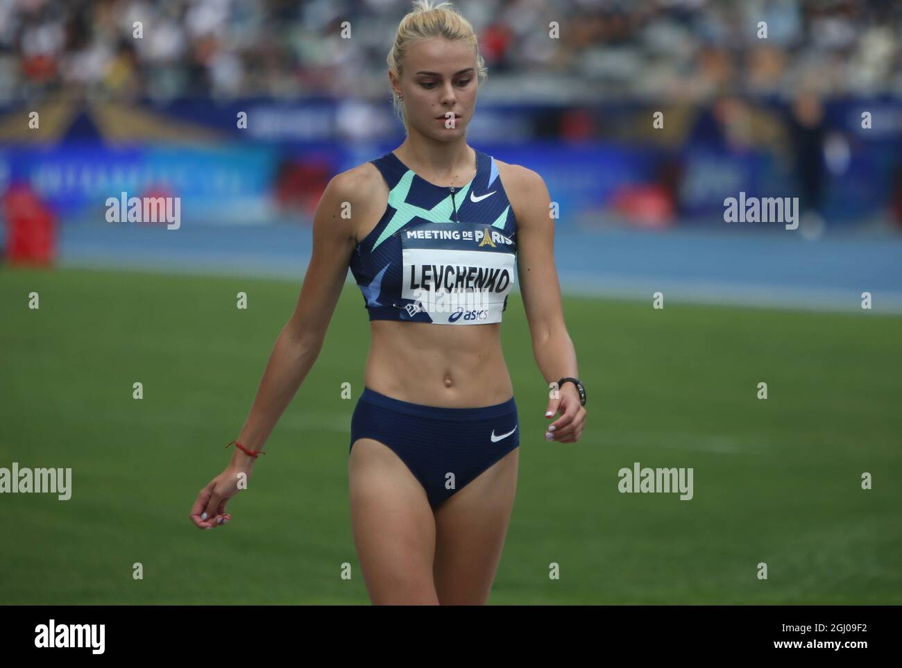 Yuliya Levchenko aus der Ukraine Hochsprung-Frauen während der IAAF Wanda Diamond League, Meeting de Paris Leichtathletik-Veranstaltung am 28. August 2021 im Charlety-Stadion in Paris, Frankreich - Foto Laurent Lairys / DPPI Stockfoto