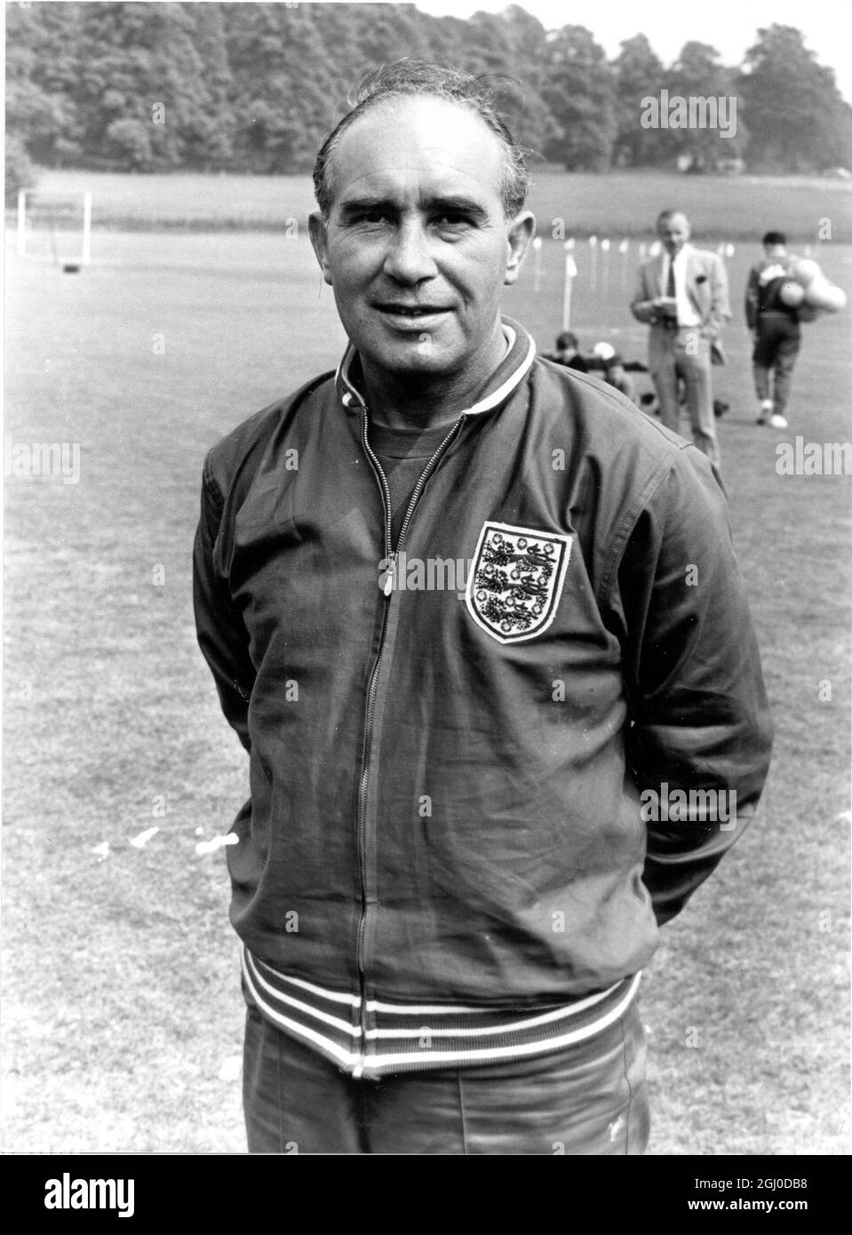 Alf Ramsey, Teamchef von England Football, im National Recreation Center in Lilleshall. Juni 1966. Stockfoto