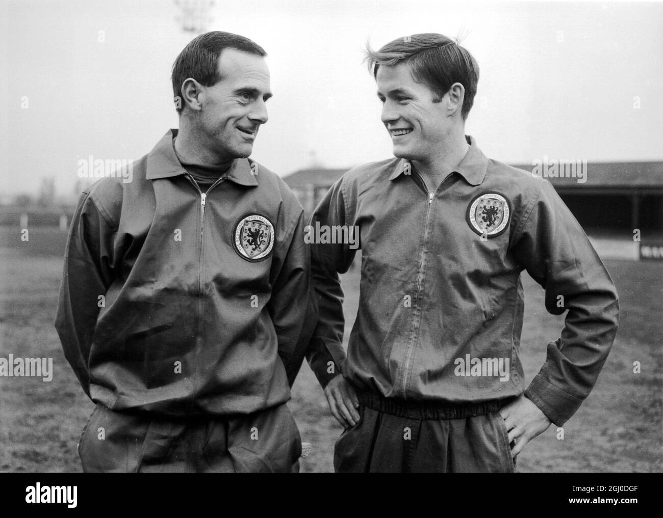 Ronnie Simpson und Jim McCalliog. April 1967. Stockfoto