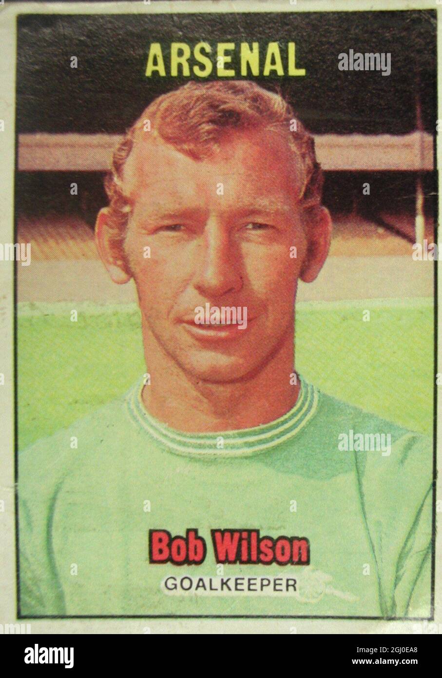 Bob Wilson - Arsenal ist in den letzten Saisons als eigenständiges Star aufgestiegen, nachdem er einige Zeit Reservetorwart bei Arsenal war. Seine brillanten Leistungen hatten einen großen Einfluss auf Arsenals Sieg im Fairs Cup, und Wilson klopft nun an die Tür für internationale Anerkennung. Stockfoto