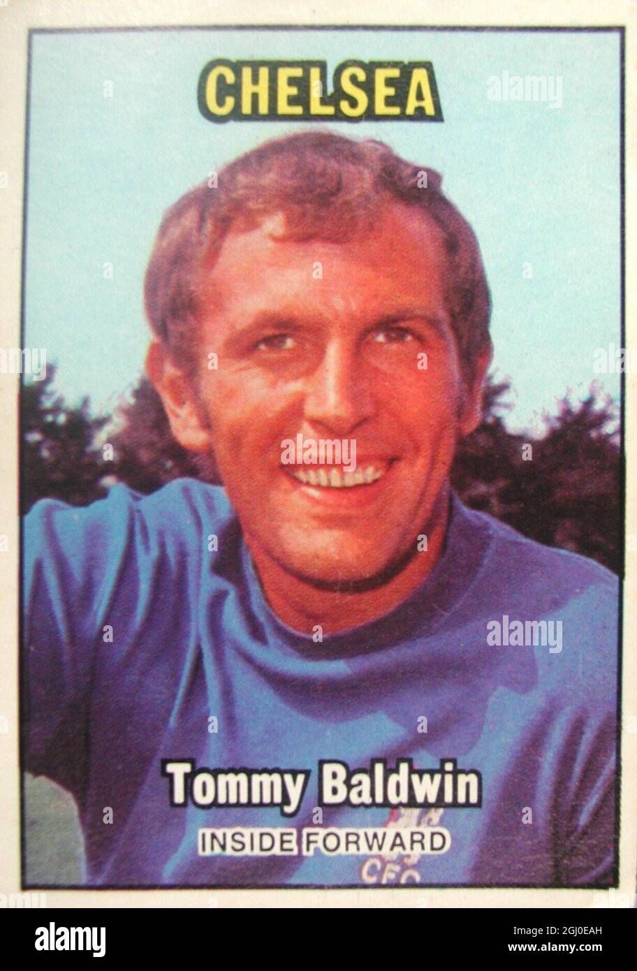Tommy Baldwin - Chelsea ursprünglich als "Make Weight" in dem Deal unterzeichnet, der George Graham nach Arsenal führte, etablierte sich Baldwin schnell im Chelsea-Team und hielt seinen Platz, bis eine Knöchelverletzung seine Karriere in der letzten Saison beeinträchtigte. Allerdings erholte er sich wieder fit und eine Verletzung von Alan Hudson gab ihm die Chance, in beiden FA Cup Final-Spielen zu spielen. Stockfoto