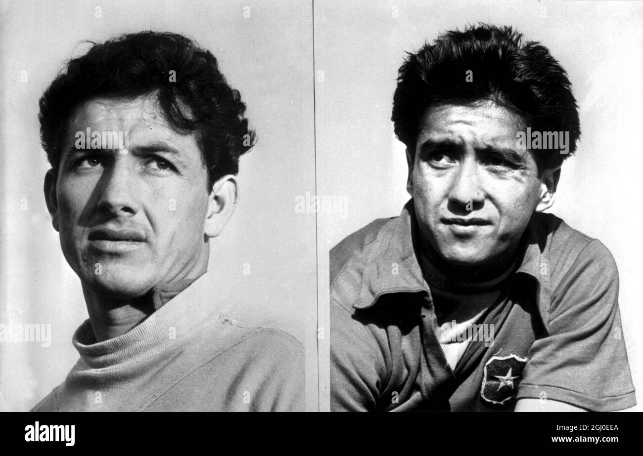 Sanches-Eyzaguirre : 25. Oktober 1961 Santiago, Chile : Neue Porträts der chilenischen Fußballnationalmannschaft Leonel Sanchez (links) und Luiz Eyzaguirre. Stockfoto