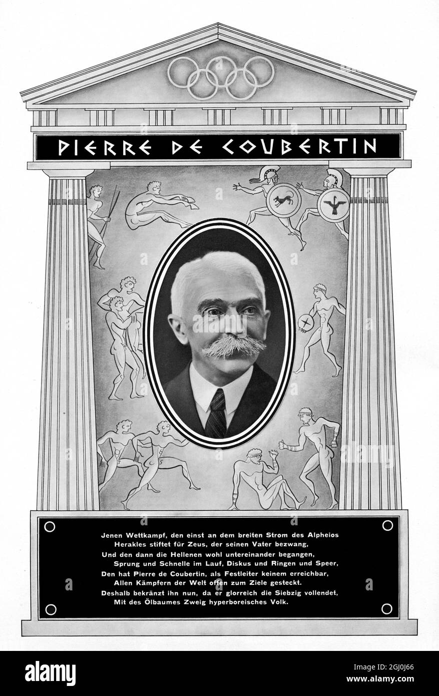 Pierre de Coubertin - Pierre de Frédy, Baron de Coubertin (1. Januar 1863 - 2. September 1937) war ein französischer Pädagoge und Historiker, der vor allem dafür bekannt war, die Olympischen Spiele der Moderne zu begründen. ©TopFoto Stockfoto