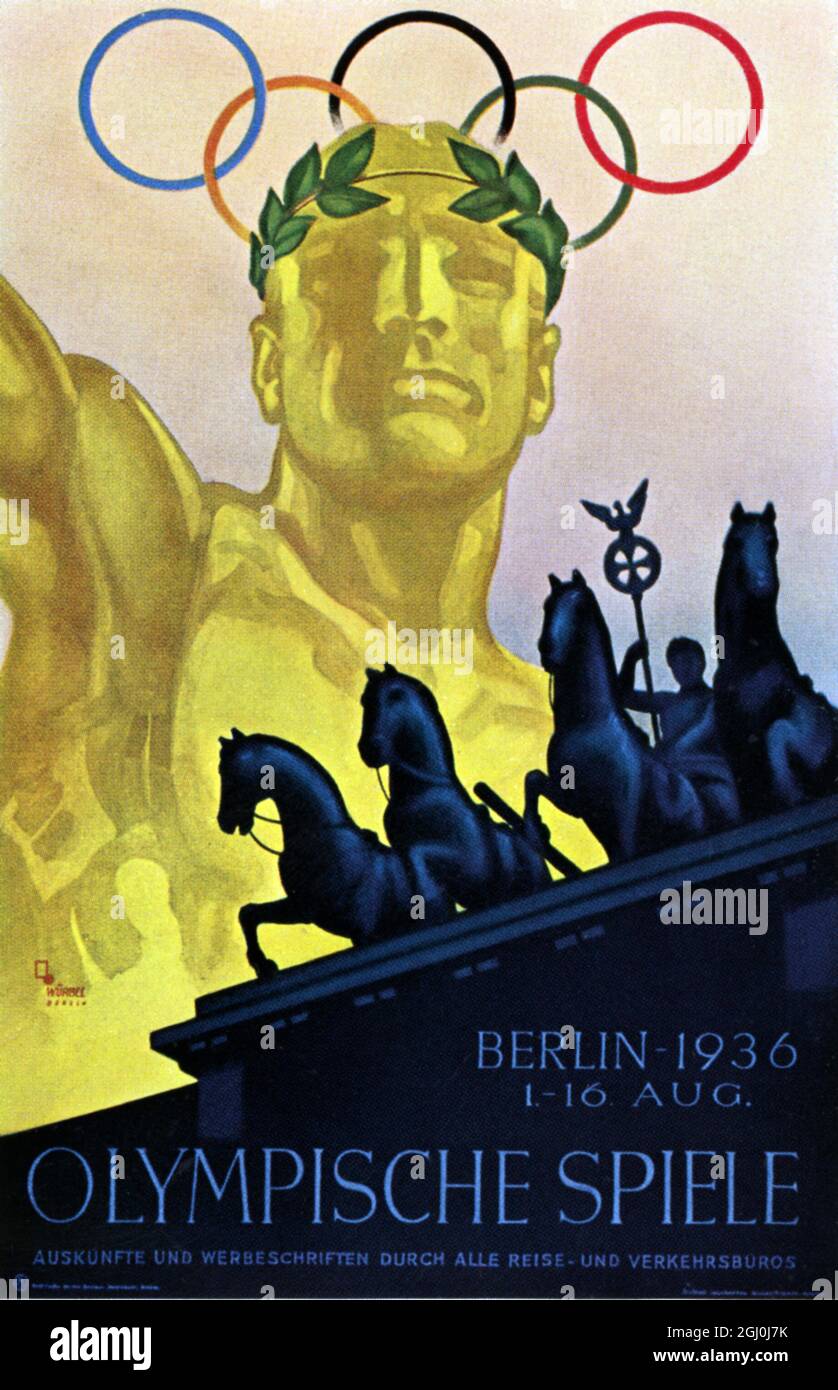 Olympische Spiele - Deutsches Propagandaplakat - Berlin 1936 1-16. August. ©TopFoto Stockfoto