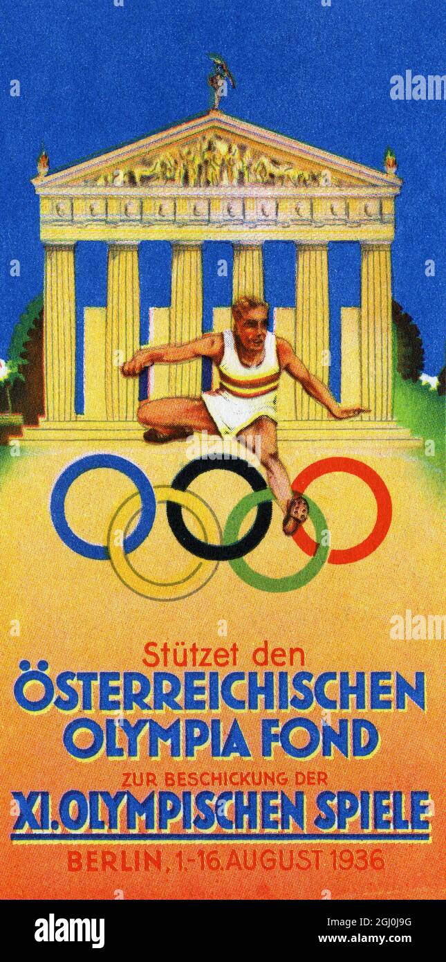 Österreich Hintergrundinformationen - XI Olympische Spiele in Berlin 1-16. August 1936. Propagandaplakat für die Olympischen Spiele. ©TopFoto Stockfoto