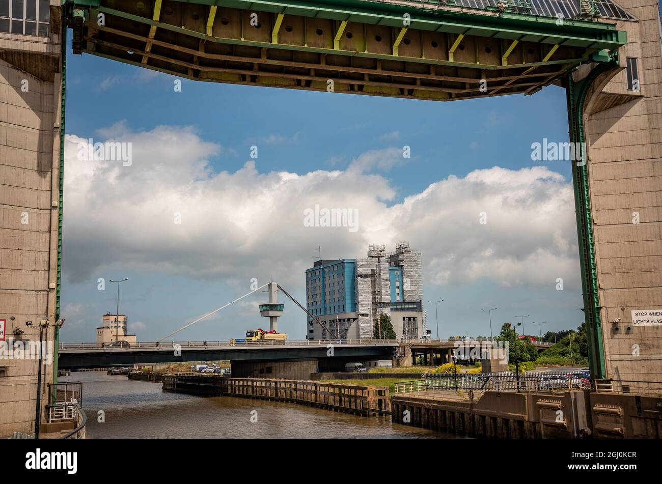 The River Hull Tidal Barrier in Kingston upon Hull, East Yorkshire, Großbritannien Stockfoto