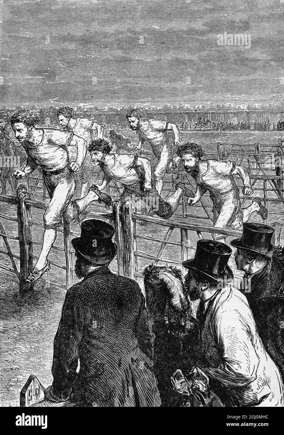 Die Meisterschaft Treffen in Brompton : Inter University Hürden . 1871 Stockfoto