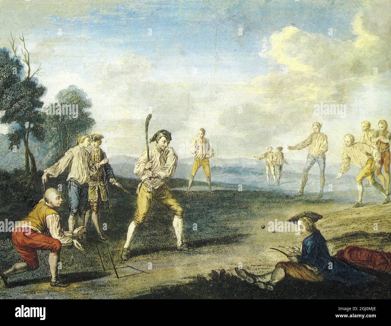 Cricket Benoist nach Francis Hayman 1743 Stockfoto
