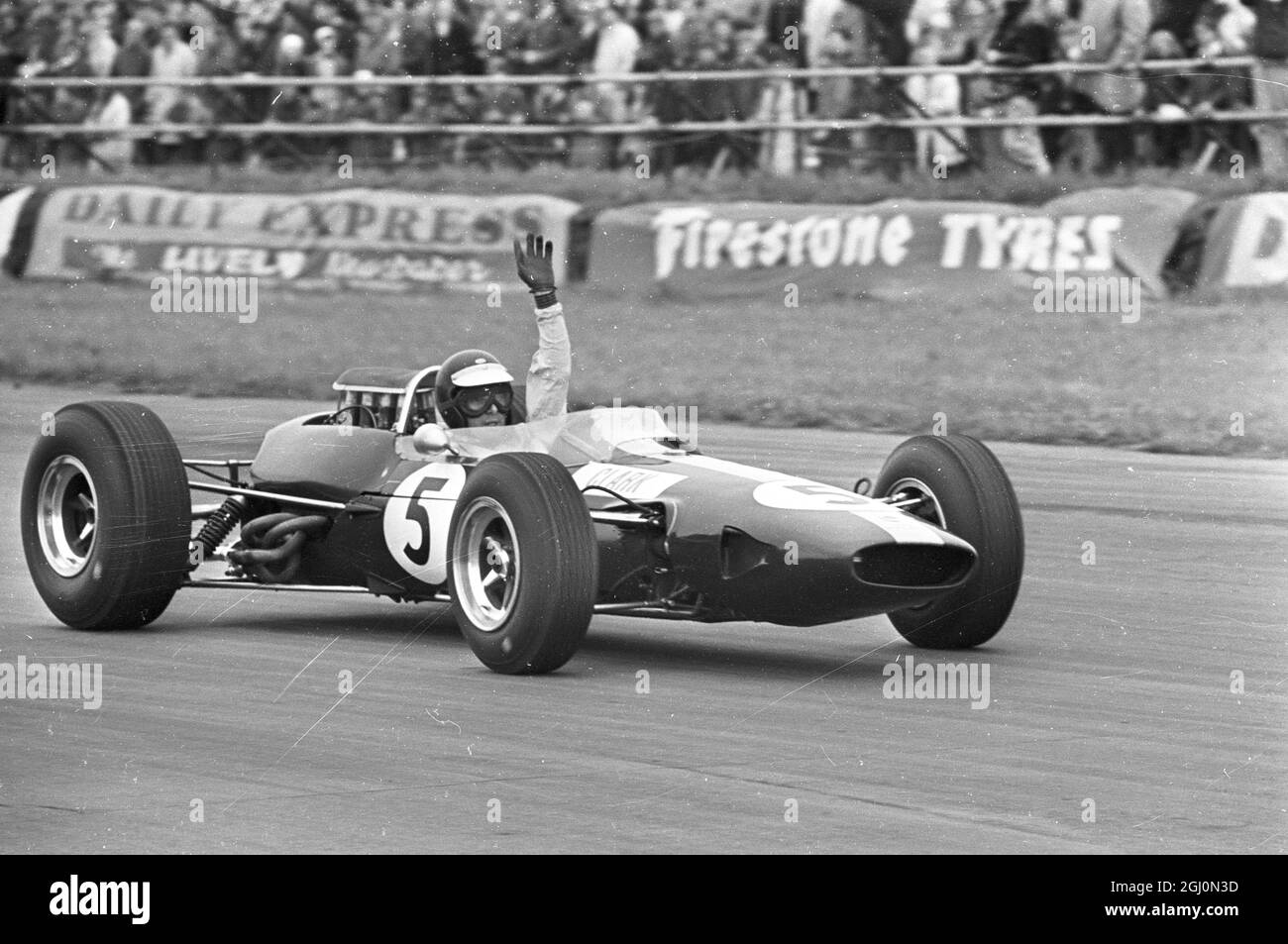 Jim Clark gewann den Grand Prix von Silverstone im Juli 1965 Stockfoto