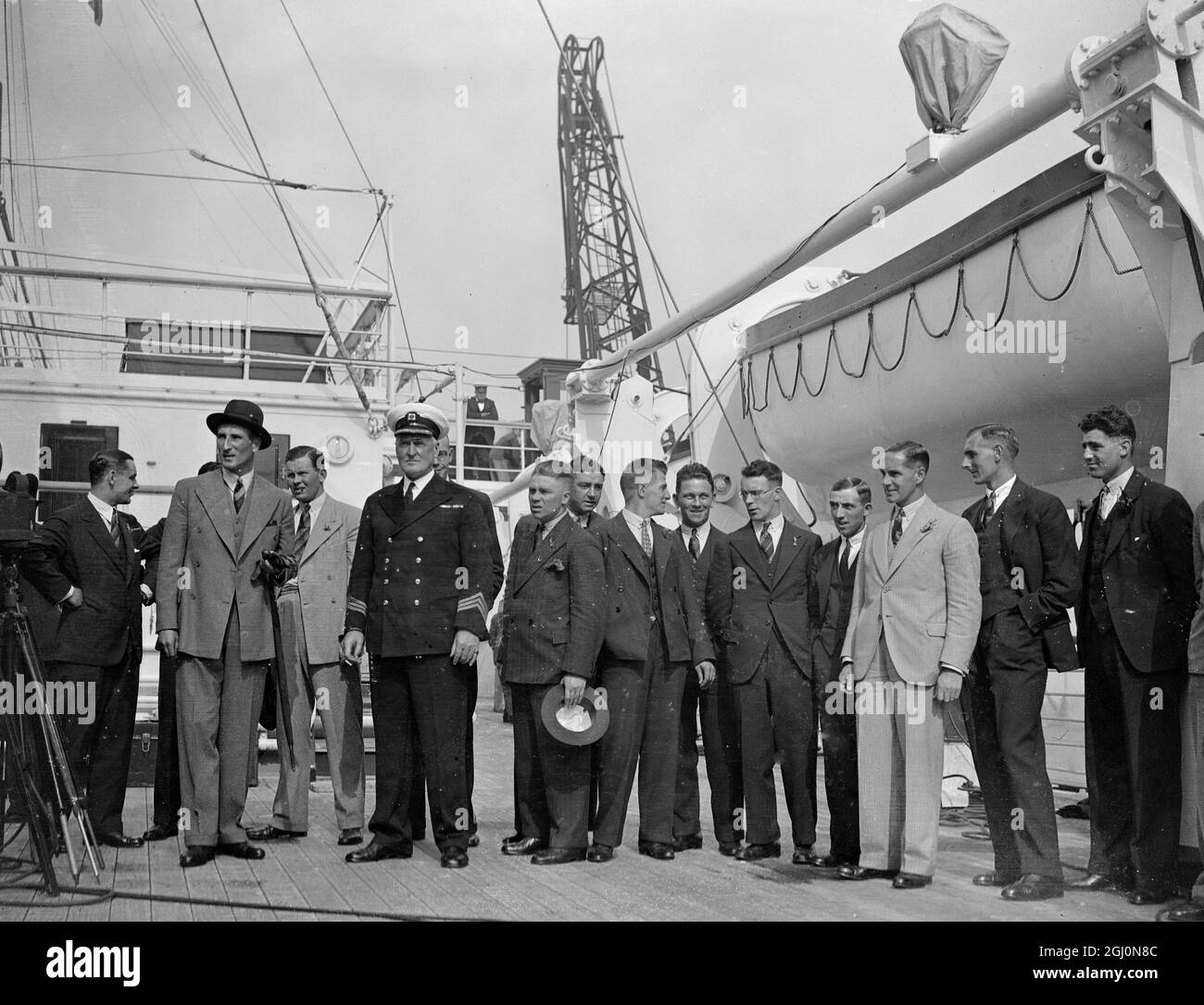 Das englische Testteam verlässt England. 17. September 1932 Stockfoto