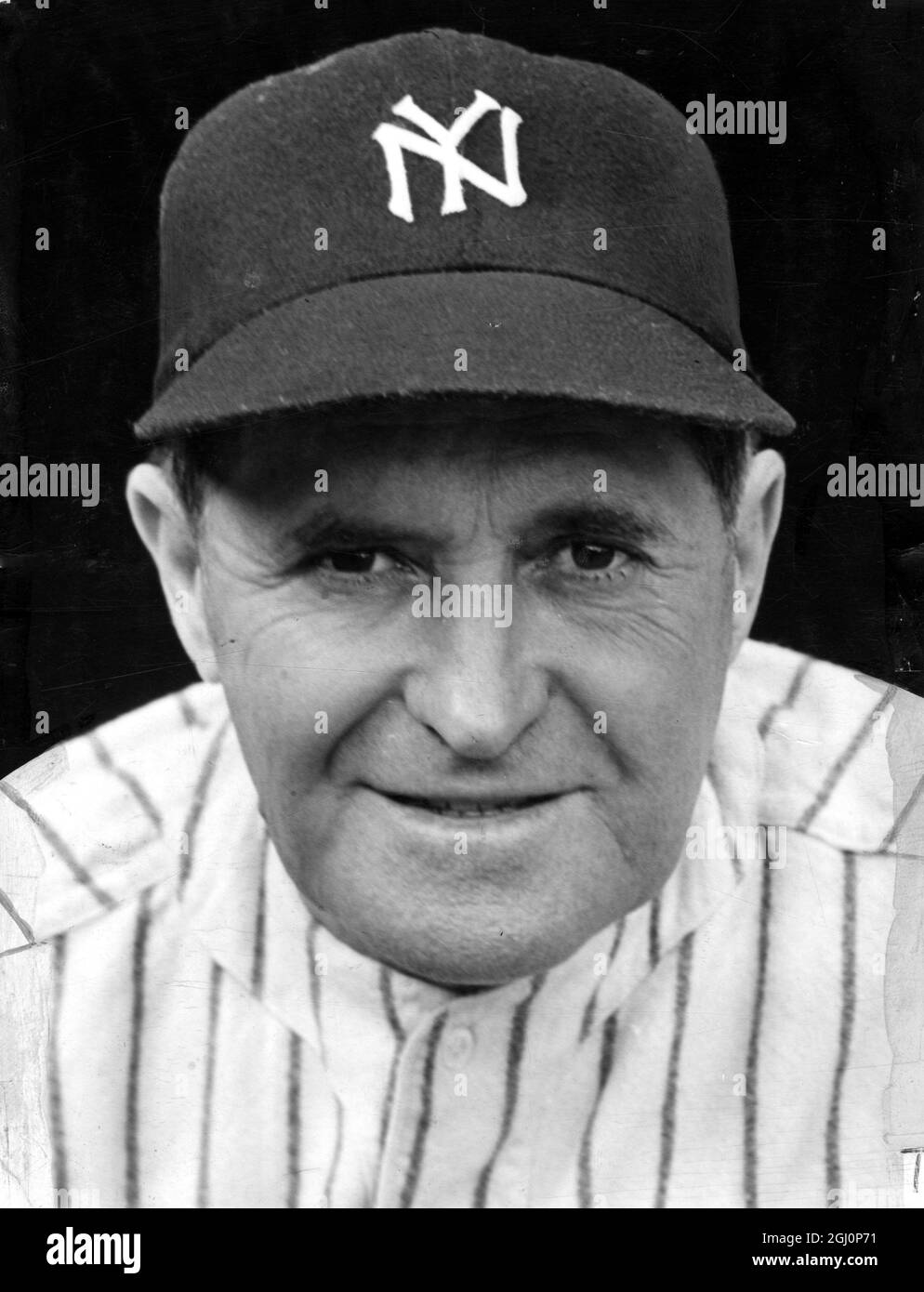 Yank Manager Joe McCarthy, Manager der New York Yankees , der den Ballverein zum Sieg in der American League führte. 23. September 1943 Stockfoto