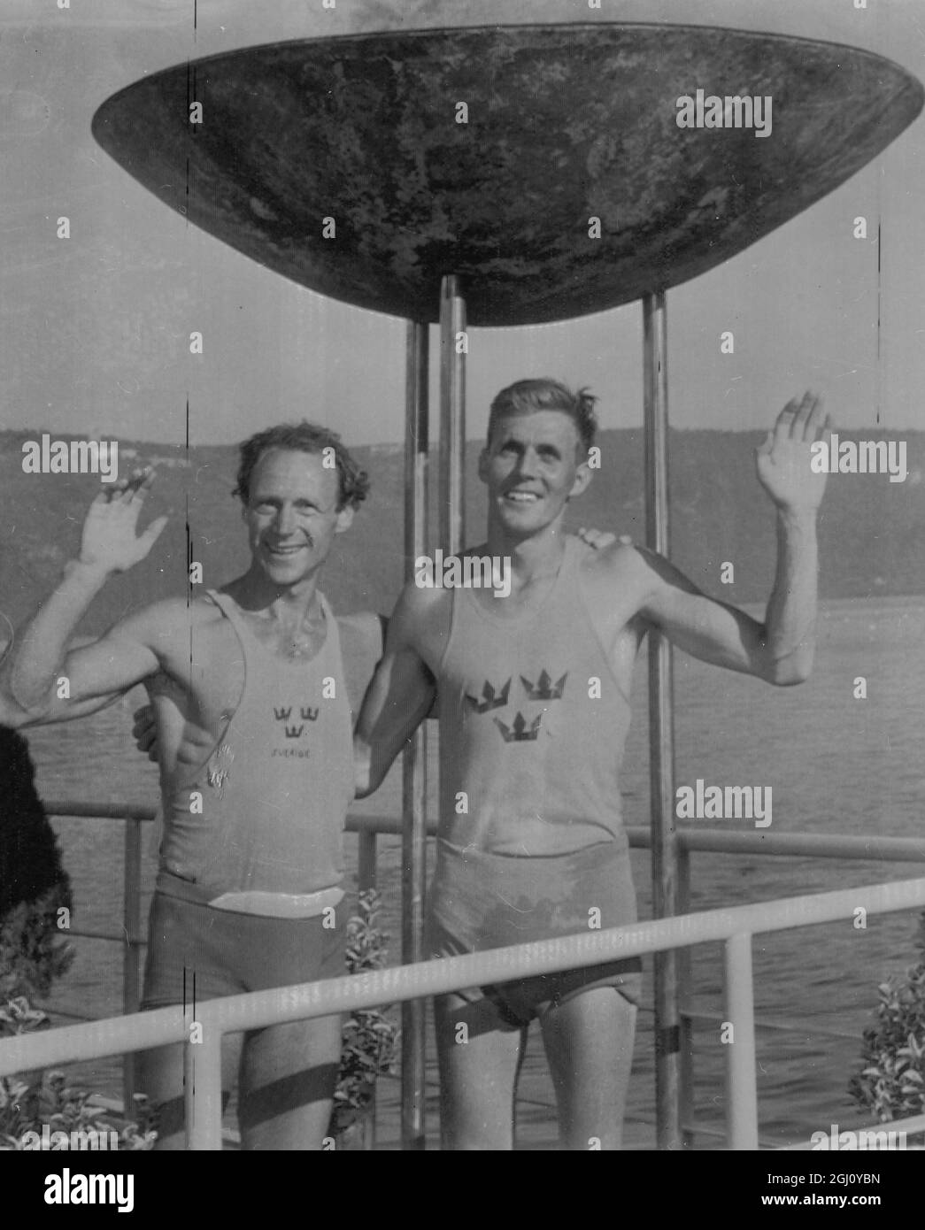 OLYMPIASPIEL KAYAK 1000M K2 FREDERICKSSON & SJODELIUS GEWINNEN AM 30. AUGUST 1960 Stockfoto