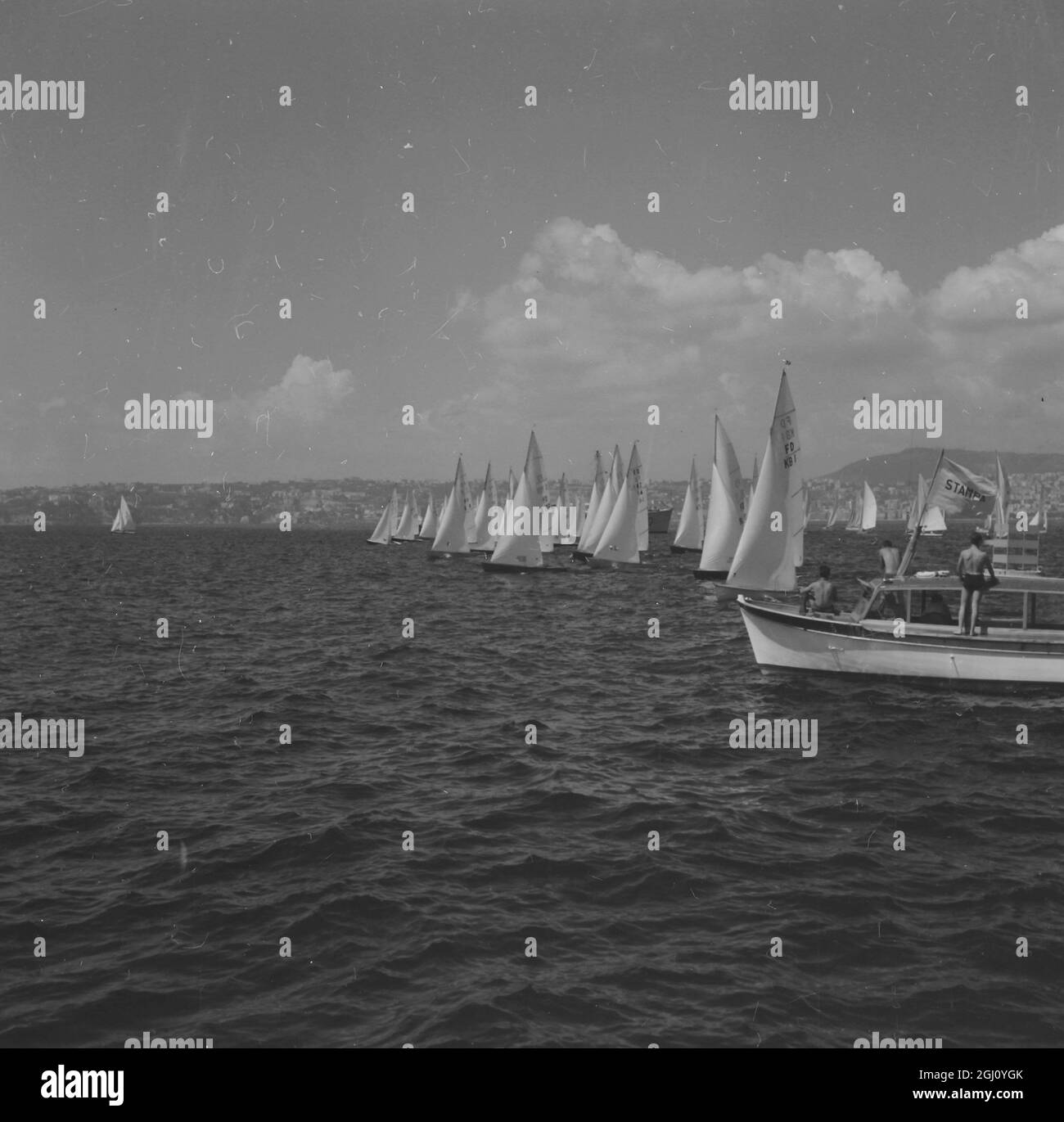 OLYMPISCHES SPIEL YACHTING FLYING DUTCHMAN KLASSE GENERAL VIEW RACE 2 SEPTEMBER 1960 Stockfoto