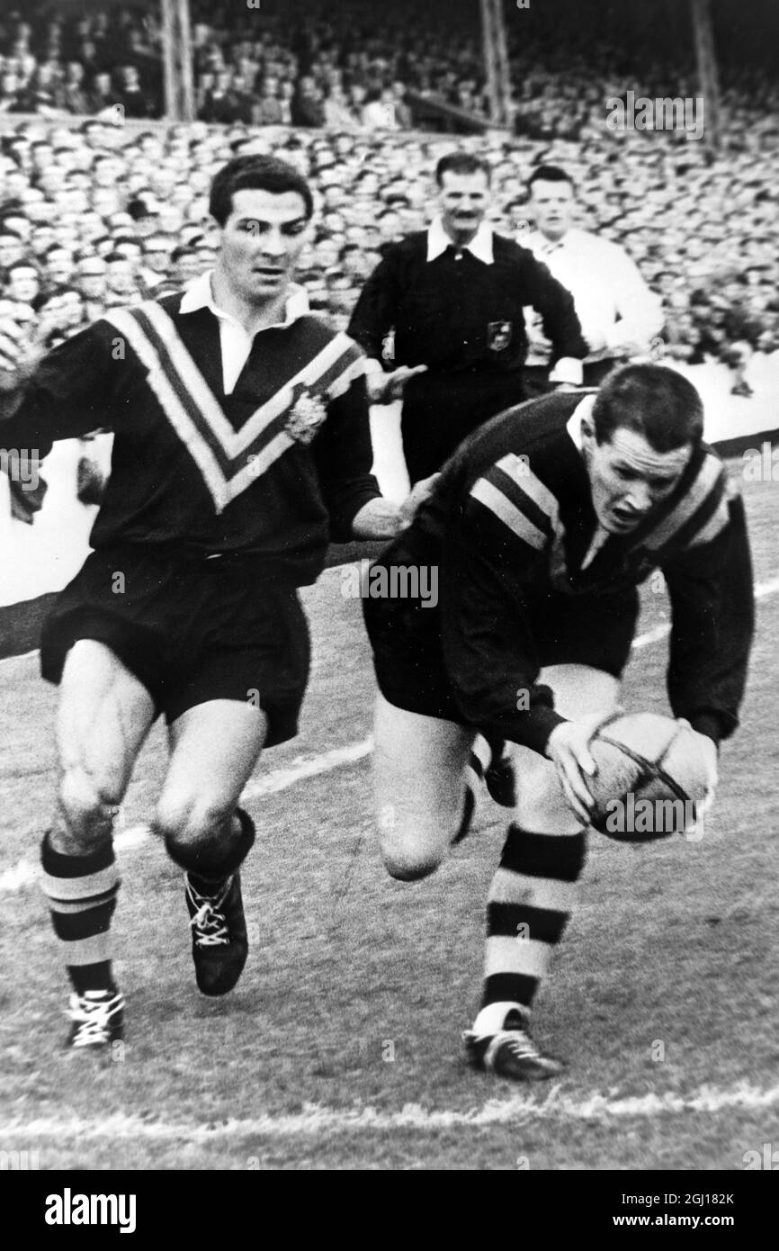 LANGLAND IN AKTION RUGBY IN WARRINGTON, AUSTRALIEN - ; 16. SEPTEMBER 1963 Stockfoto