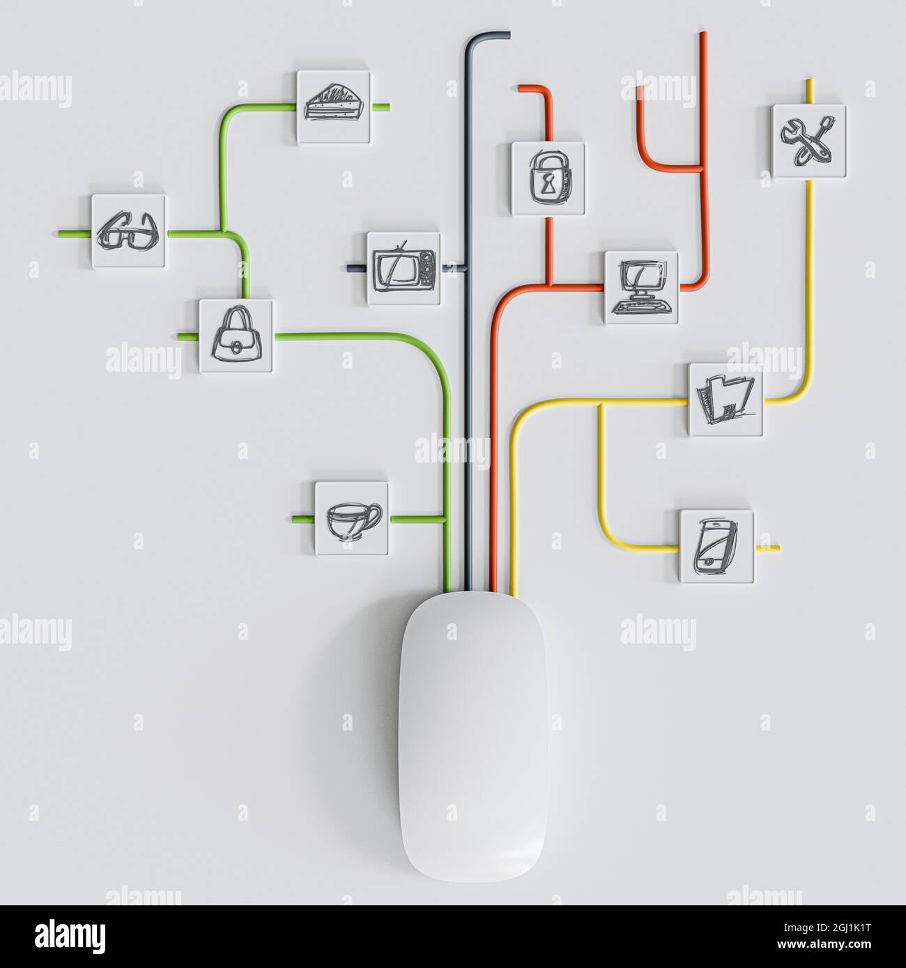 Computermaus isoliert auf weißem Hintergrund 3d-Abbildung Stockfoto