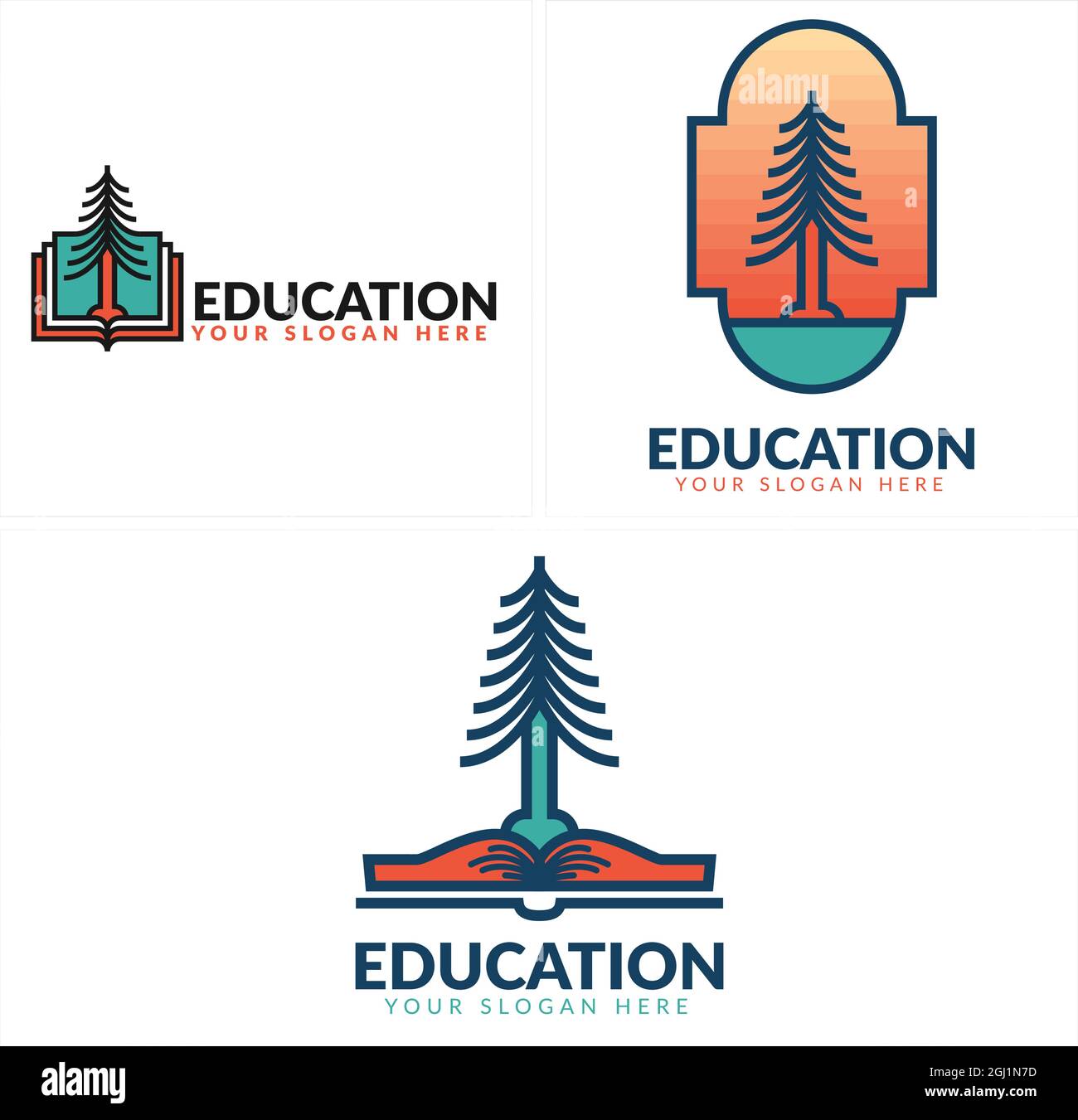 Bildung Buch Baum Logo Design Stock Vektor