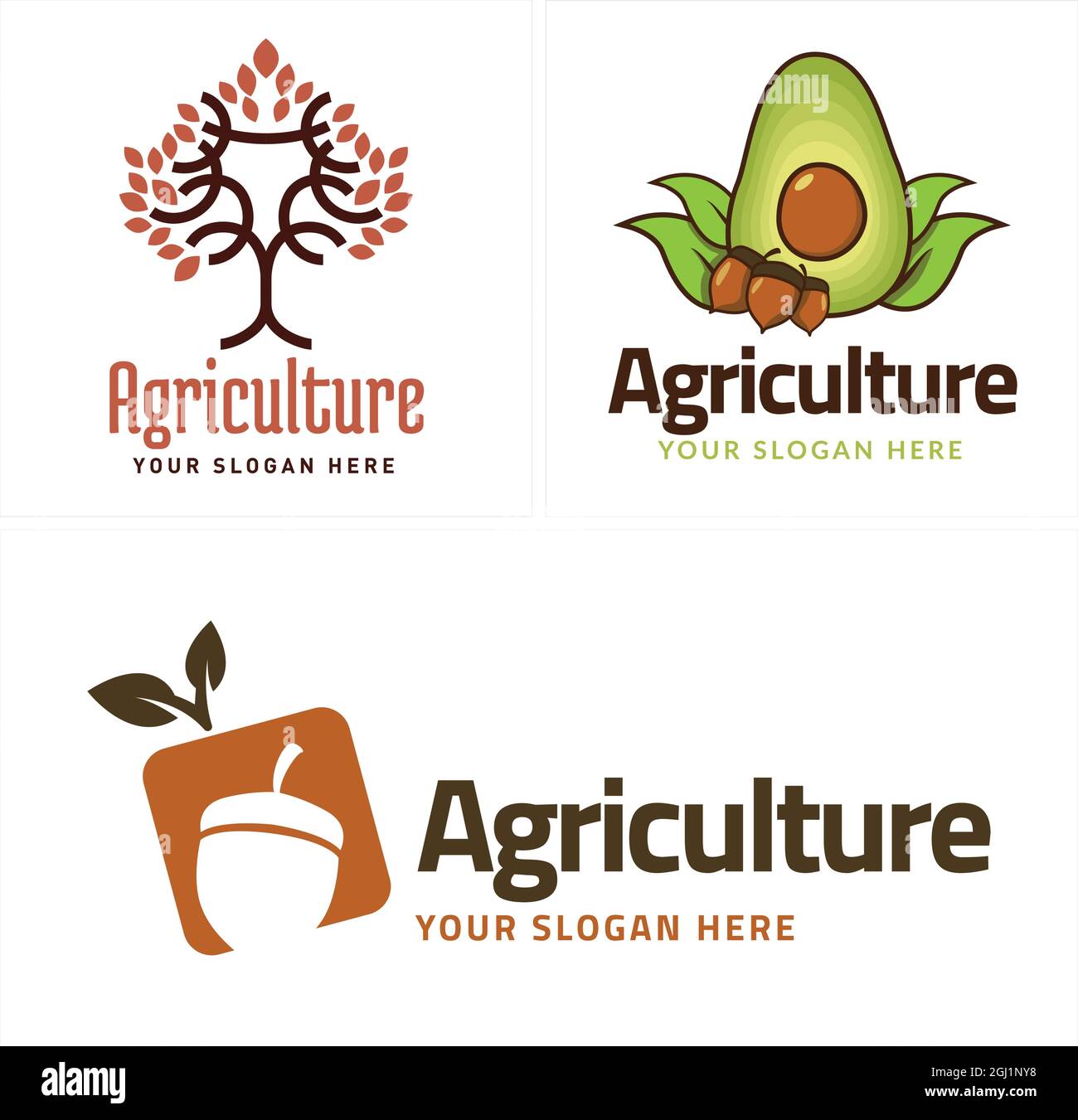 Landwirtschaft Obst Bio Apfel Bauern Logo Design Stock Vektor