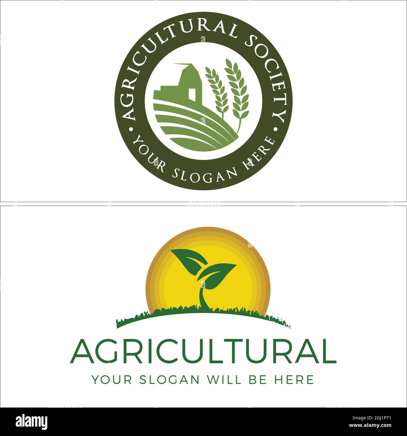 Landwirtschaft Bauernhaus Blatt Pflanze Bio-Logo-Design Stock Vektor