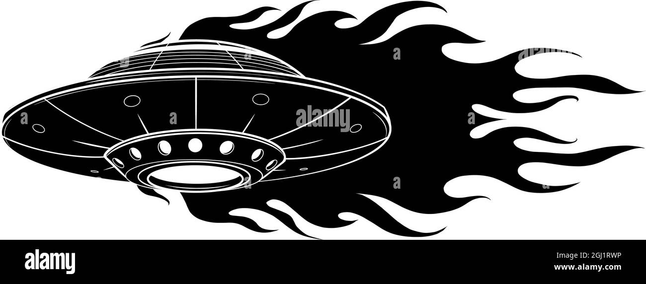 Abstrakte elementare Vektordarstellung einer fliegenden Untertasse Stock Vektor