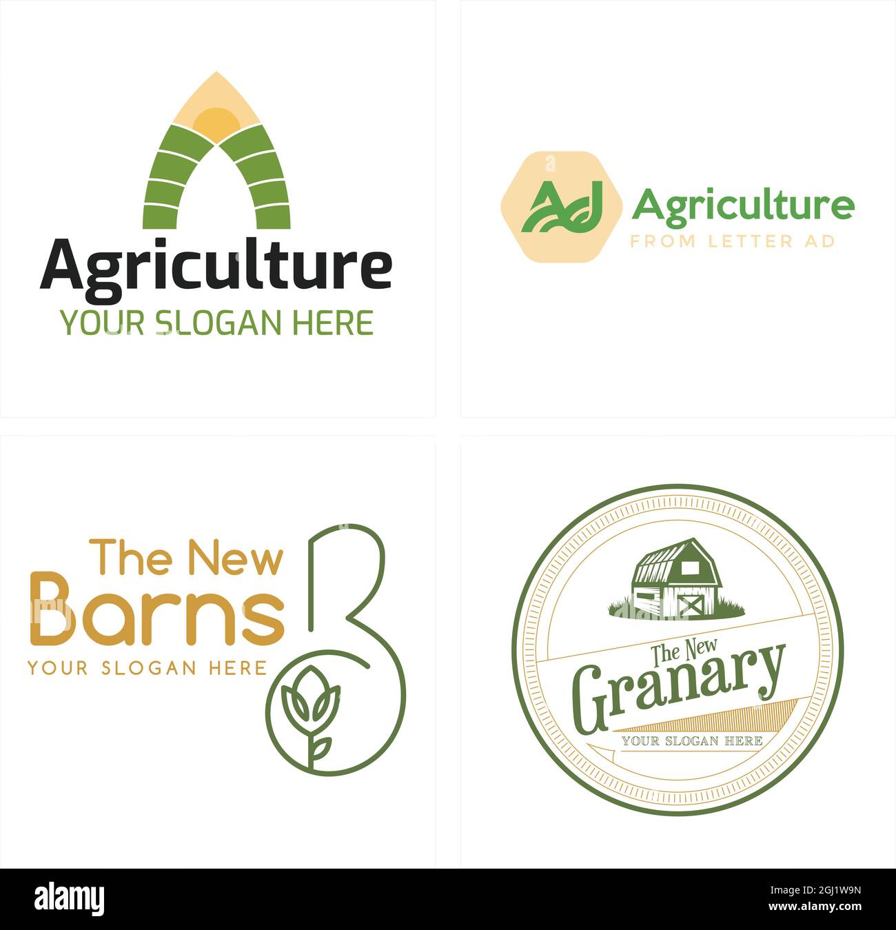 Landwirtschaft Industrie Kornspeicher Natur Logo Design Stock Vektor