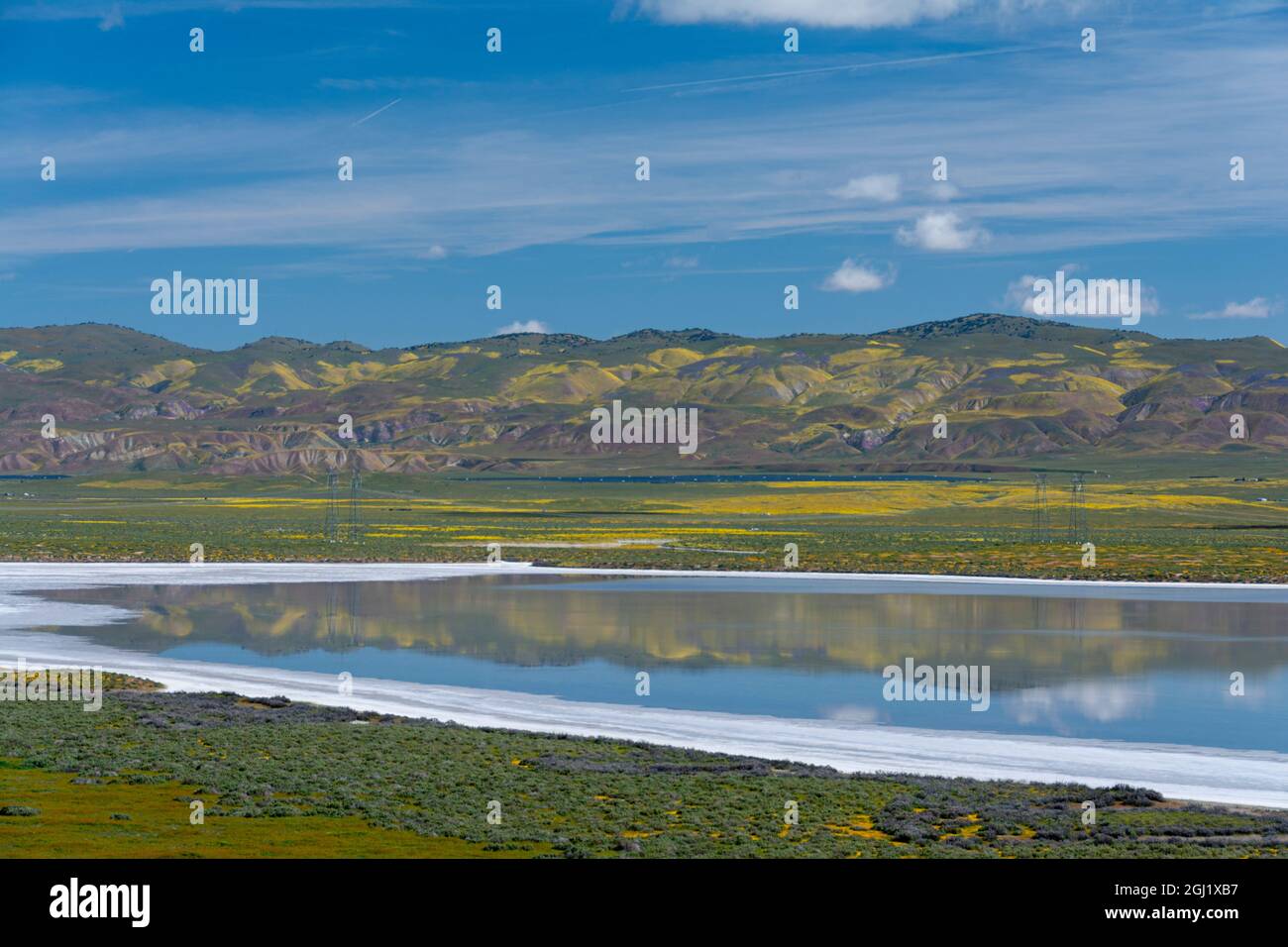 Usa, Kalifornien. Landschaft von See und Reflexion, Carrizo Plain National Monument Stockfoto