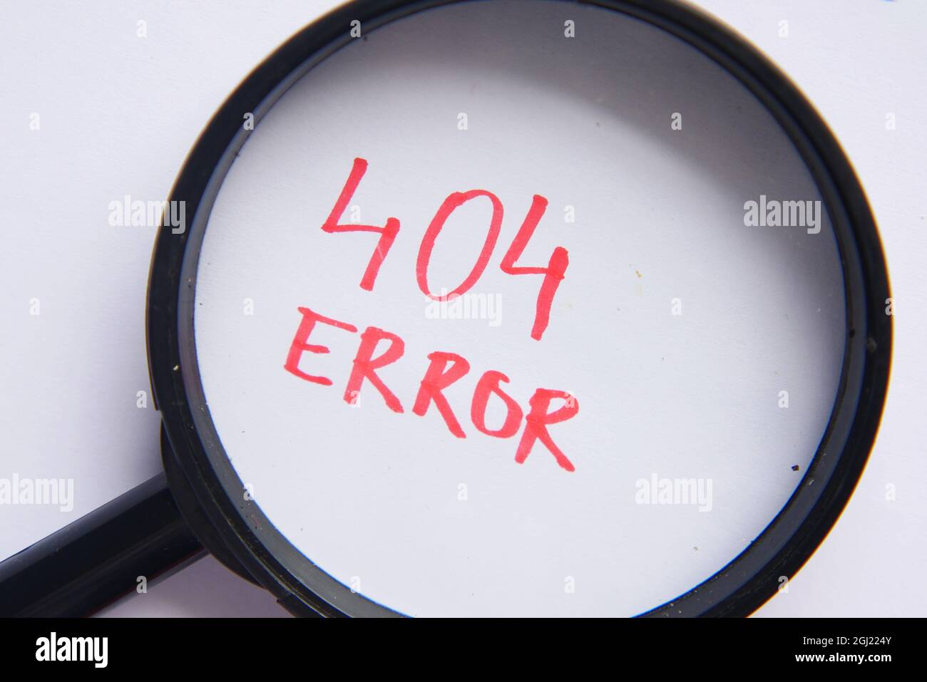 Lupe Inspektion 404 Fehler Nahaufnahme Stockfoto