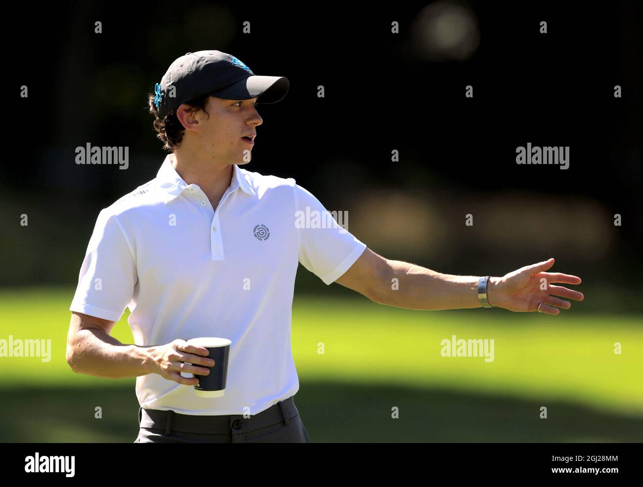 Tom Holland beim Pro-am für die BMW PGA Championship im Wentworth Golf Club, Virginia Water. Bilddatum: Mittwoch, 8. September 2021. Stockfoto