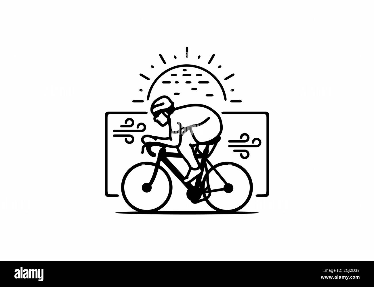 Mann auf Rennrad Linie Kunst Illustration Design Stock Vektor