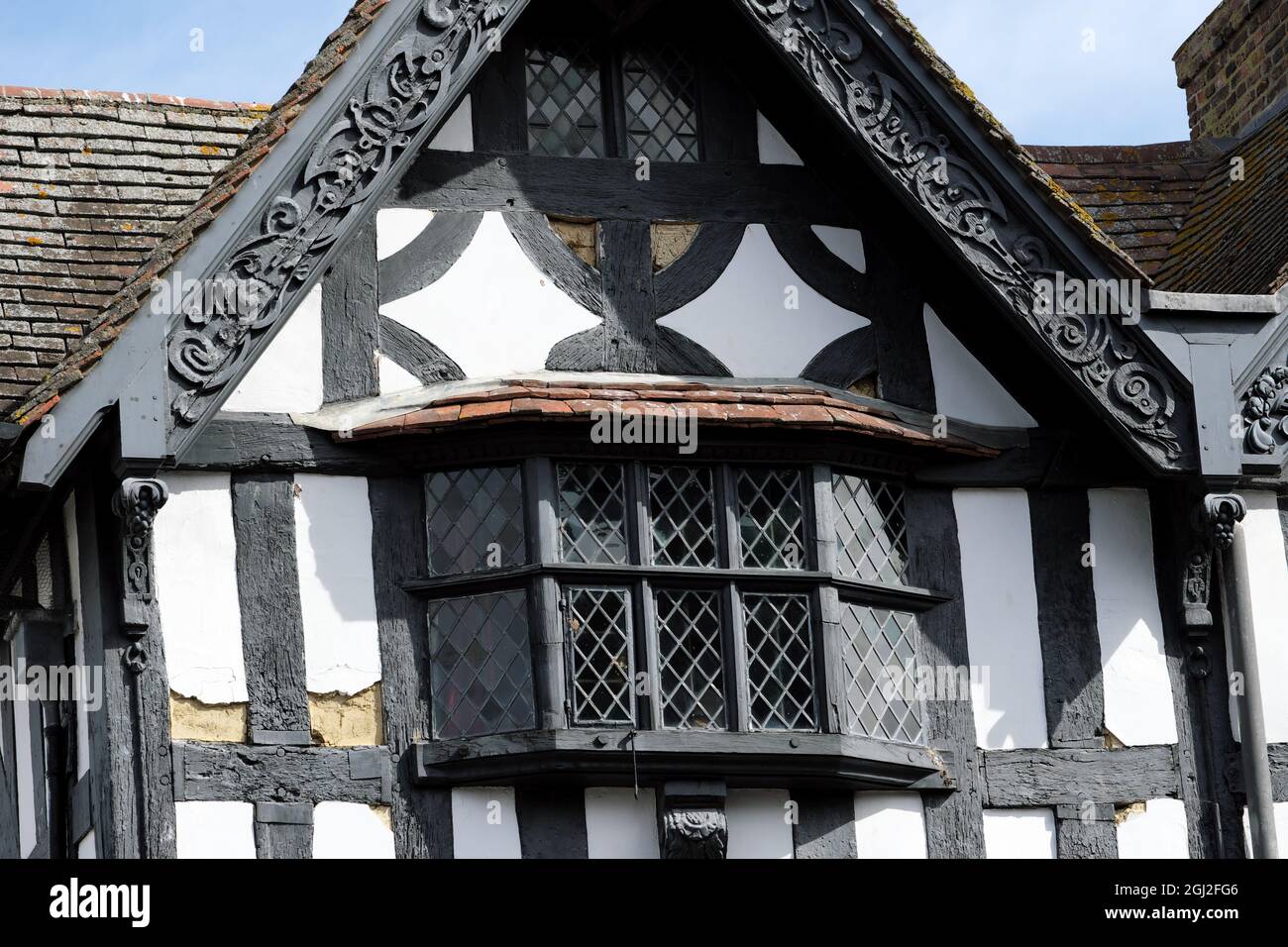 Hereford, Herefordshire, Großbritannien - das Black and White House Museum ein mittelalterliches Fachwerkgebäude im Stadtzentrum Stockfoto