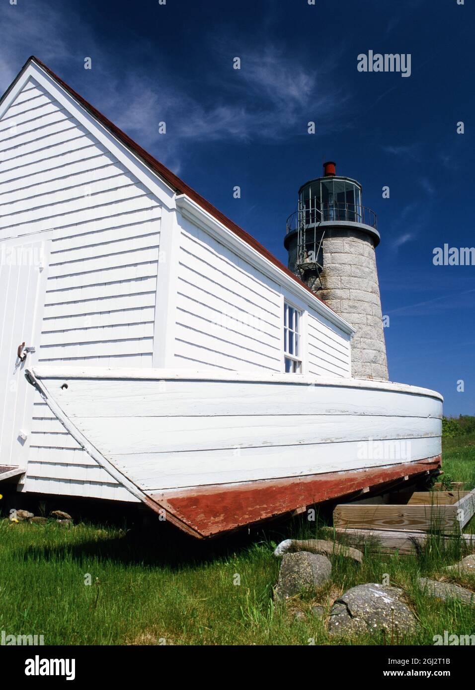 Monhegan Island Lighthouse an der Küste von Maine Stockfoto