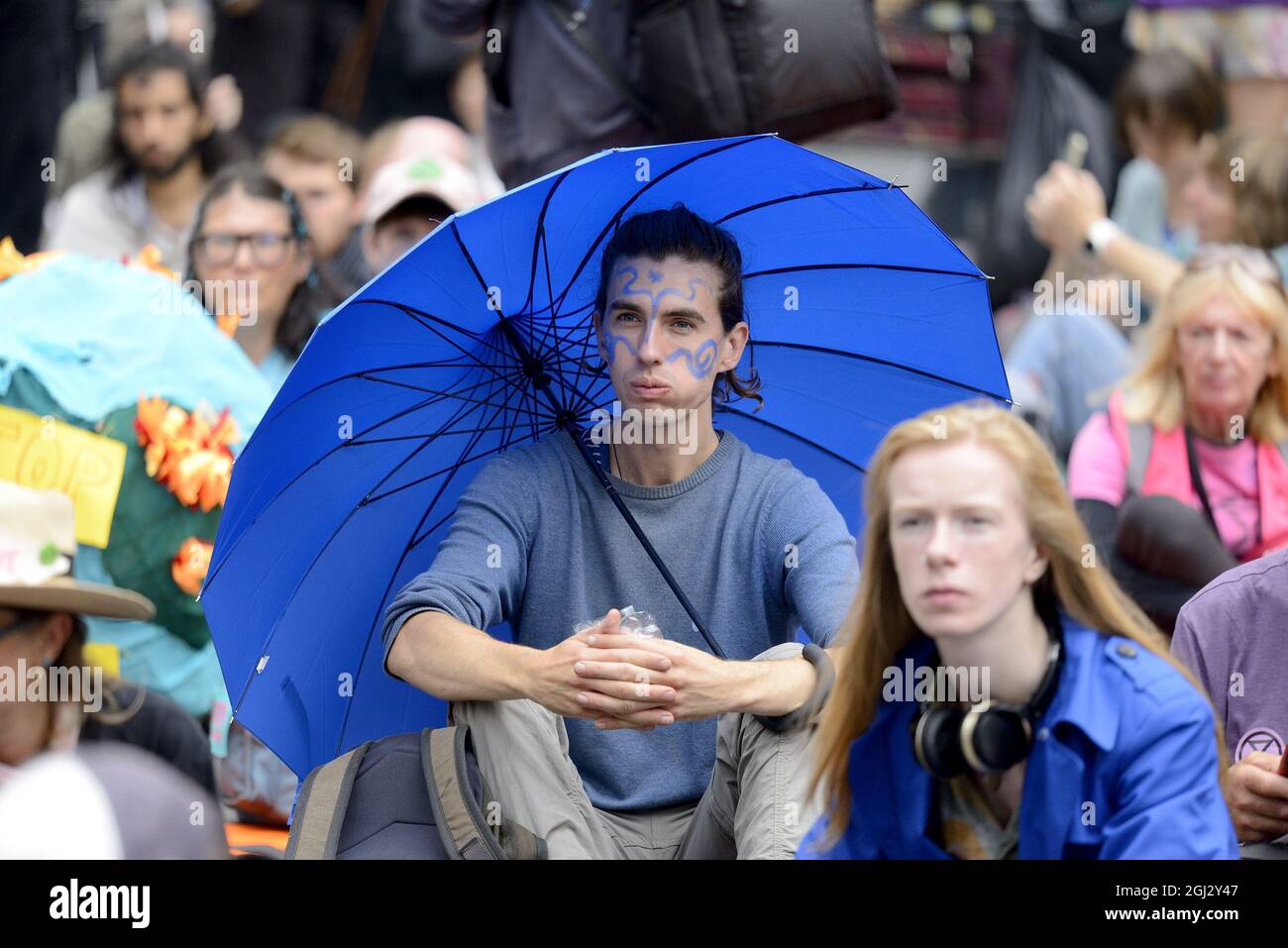 London, Großbritannien. Aussterbungsrebellion Klimaprotest in der City of London, 3. September 2021. Stockfoto