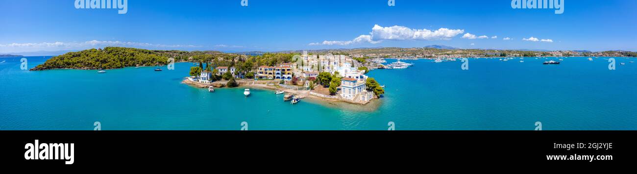 Blick auf den malerischen Küstenort Porto Heli, Peloponnes, Griechenland. Stockfoto