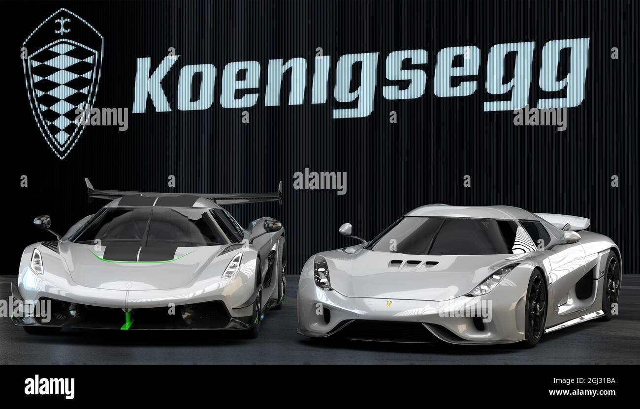 Koenigsegg Regera zusammen mit Koenigsegg Regera auf dem Hintergrund