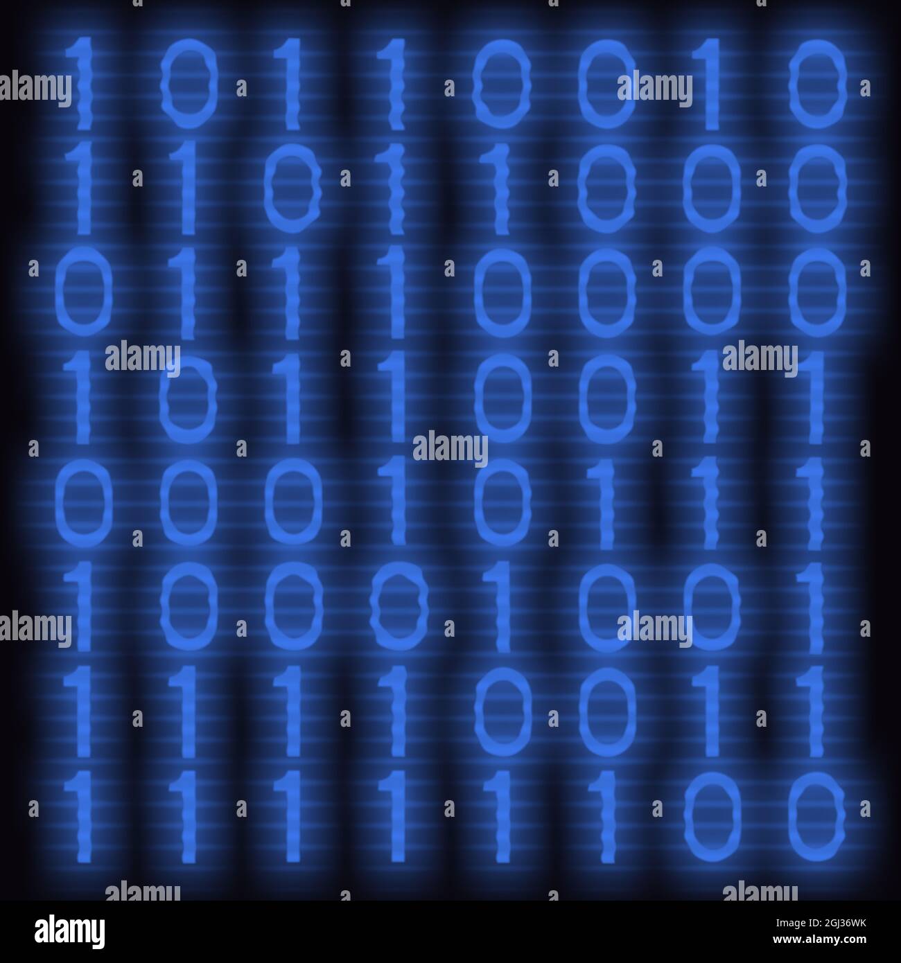 Abstrakte Technologie Binärcode Hintergrund. Blau verschwommen Nullen und Einsen, Neon-Stil. Instabile digitale Binärdaten und sicheres Datenkonzept Seamless tex Stockfoto
