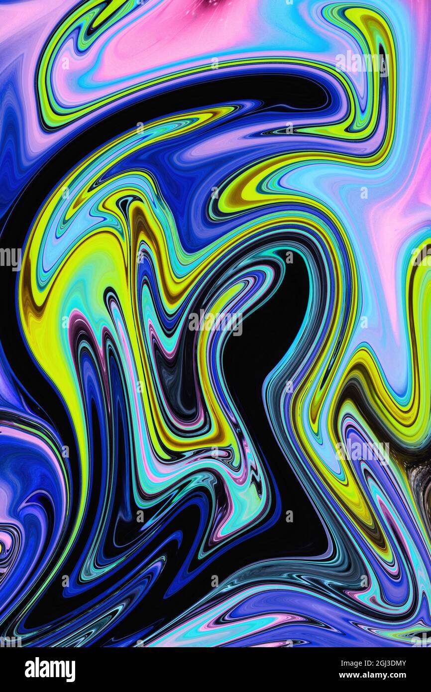 Handbemaltes Aquarell mit gemischten flüssigen Farben. Abstrakte flüssige Acrylmalerei. Moderne Kunst. Marmor glänzenden Marmor abstrakten Hintergrund. Stockfoto