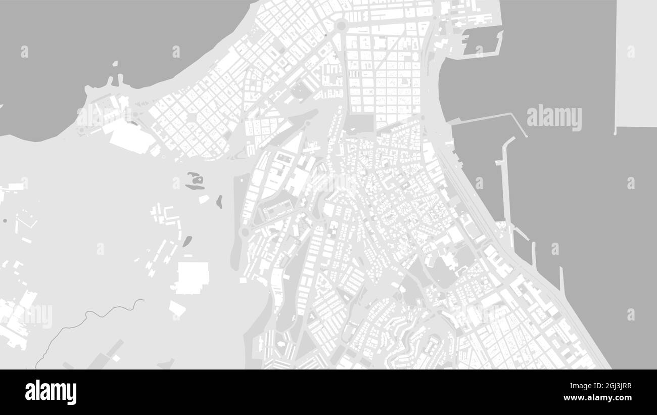 Weiß und hellgrau Las Palmas de Gran Canaria Stadtgebiet Vektor Hintergrundkarte, Straßen und Wasserkartographie Illustration. Breitbildformat, di Stock Vektor