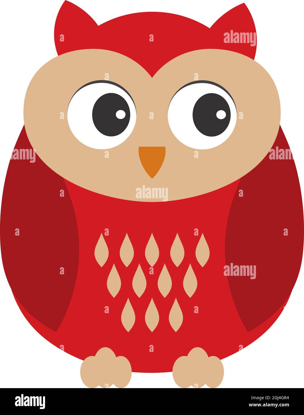 Isoliert Hübsch Weihnachten Rot Eule. Vektor-Weihnachtseule Stock Vektor